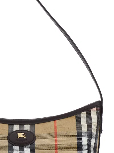 Burberry Womens Sand Mini Highlands Waxed-cotton Baguette Shoulder Bag