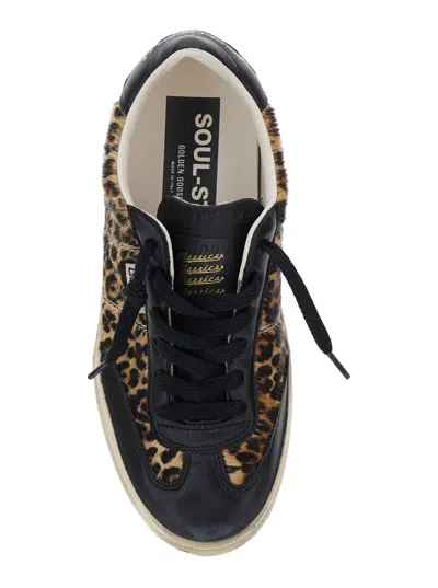 Golden Goose Soul Star Sneakers In Leopard-print Pony Skin With Black Nappa Leather Heel Tab And Ins In Animal Print