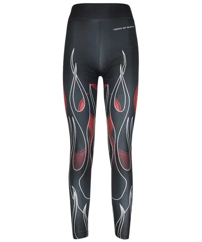 Vision Of Super Flame-print Leggings In Black