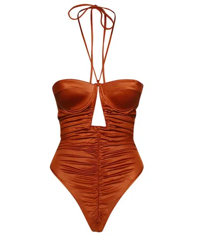 Gcds One-piece Swimsuit In Burgundy