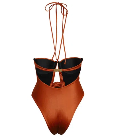 Gcds One-piece Swimsuit In Burgundy