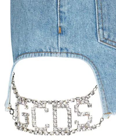 Gcds Woman Denim Skirt Blue Size 28 Cotton In Blue