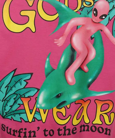 Gcds Surfing Wirdo Graphic-print T-shirt In Pink