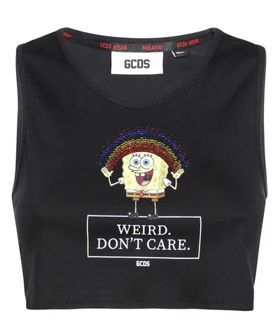Gcds Cotton Crop-top In Black