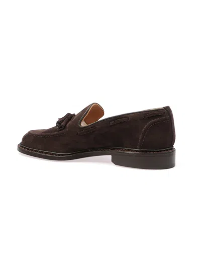 Tricker's Tassel Loafers In Luxurious Suede With Refined Detailing In Brown