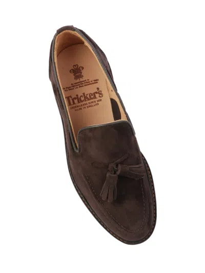 Tricker's Tassel Loafers In Luxurious Suede With Refined Detailing In Brown