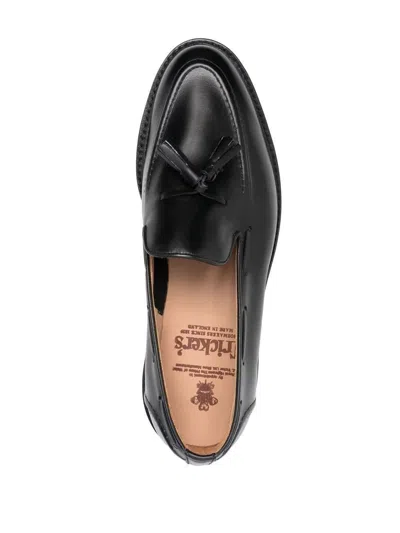 Tricker's Black Calf Leather Moccasin With Decorative Tassel In Black