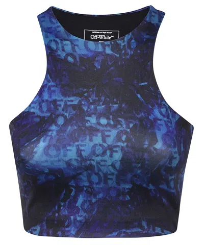 Off-white Printed Aop Crop Top In Blue