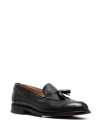 Tricker's Black Calf Leather Moccasin With Decorative Tassel In Black