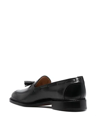 Tricker's Black Calf Leather Moccasin With Decorative Tassel In Black