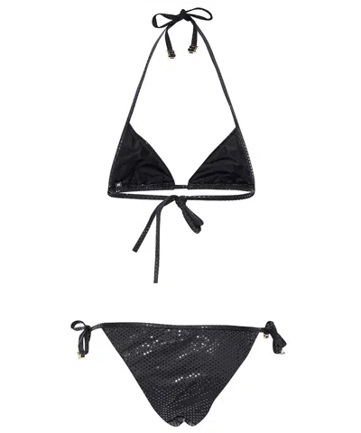Balmain Foiled Triangle Bikini In Black