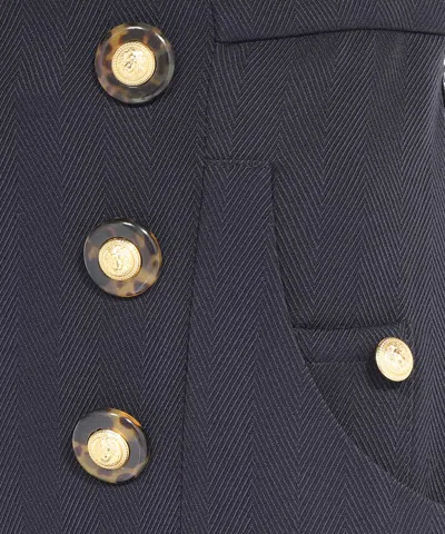 Balmain Virgin Wool Trousers In Blue