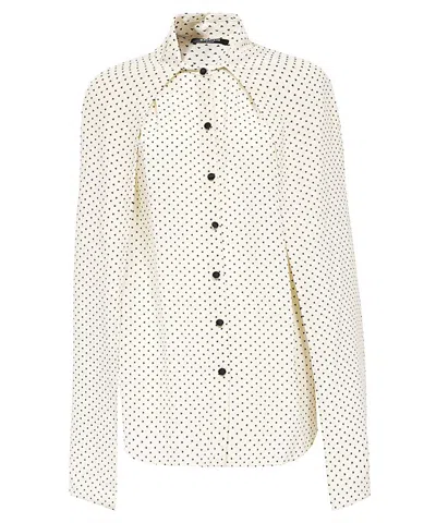 Balmain Blouse With Lace Pussy-bow And Sleeves In White