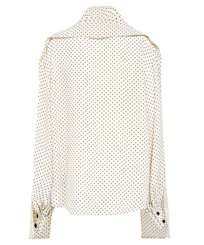 Balmain Blouse With Lace Pussy-bow And Sleeves In White