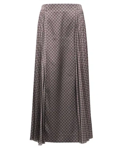 Balmain Printed Skirt In Gray