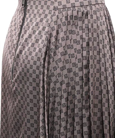 Balmain Printed Skirt In Gray