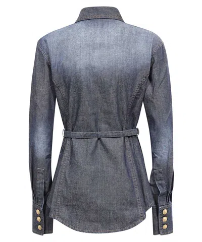 Balmain Denim Shirt In Blue