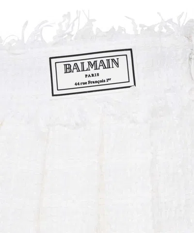 Balmain Knitted Mini Skirt In White