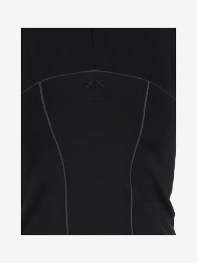 Pinko Stretch Nylon Jersey With Logo In Blue