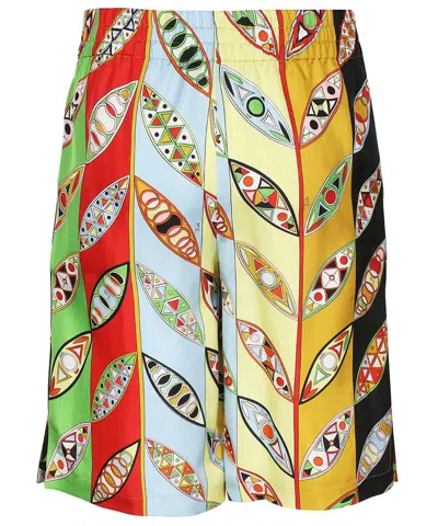 Pucci Leaf-print Elastic-waistband Shorts In Multi
