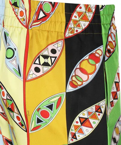 Pucci Leaf-print Elastic-waistband Shorts In Multi
