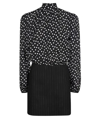 Msgm Polka-dot Mini-dress In Black