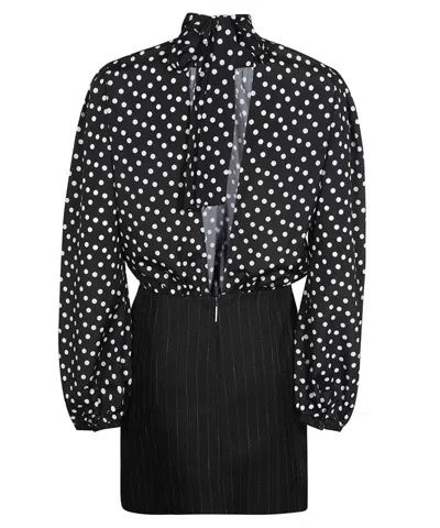 Msgm Polka-dot Mini-dress In Black