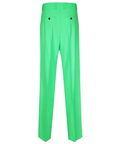 Msgm Virgin Wool Trousers In Green