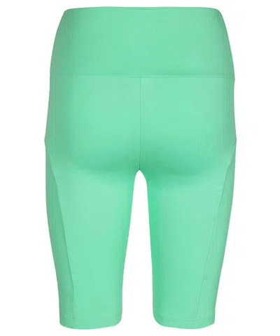 Msgm Logo-print High-waist Shorts In Green