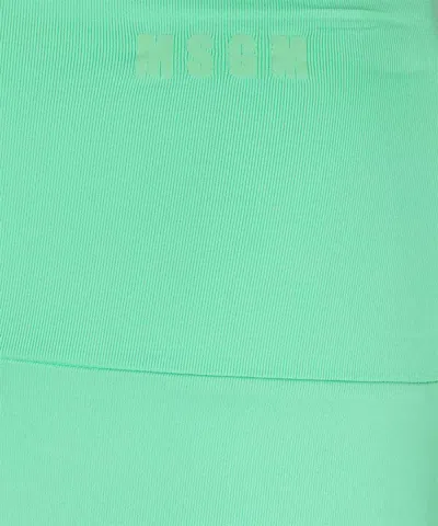 Msgm Logo-print High-waist Shorts In Green