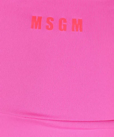 Msgm Logo Print Shorts In Pink
