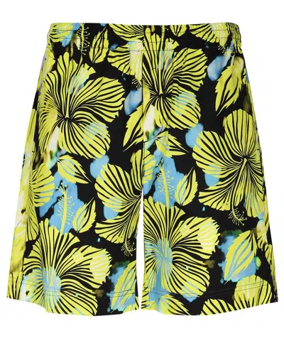 Msgm Cotton Bermuda Shorts In Yellow