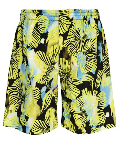 Msgm Cotton Bermuda Shorts In Yellow