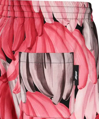 Msgm Cotton Bermuda Shorts In Red