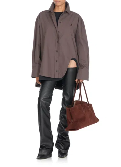 Attico Brown Diana Shirt In Gray