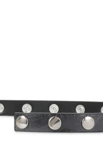 Attico Adjustable Length Metal Accents Studded Design Belts In Black