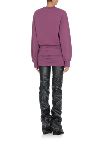 Attico Burgundy Draped Mini Dress With Long Sleeves In Purple