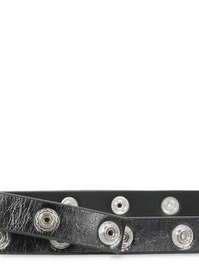 Attico Adjustable Length Metal Accents Studded Design Belts In Black