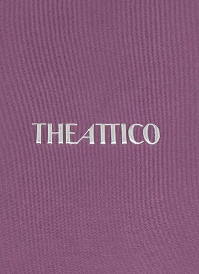Attico Burgundy Draped Mini Dress With Long Sleeves In Purple