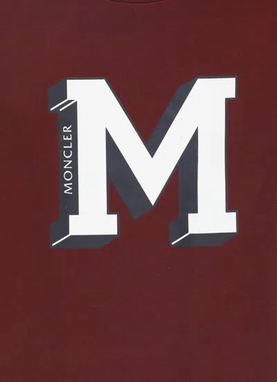 Moncler Cotton T-shirt In Burgundy