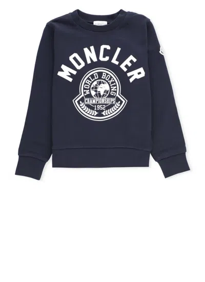 Moncler Cotton Sweatshirt In Blue