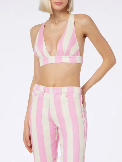 Mc2 Saint Barth Woman Scooped Denim Top Eda In Pink
