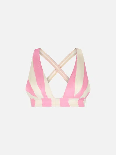 Mc2 Saint Barth Woman Scooped Denim Top Eda In Pink