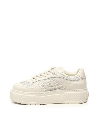 Fendi Women Sand Leather And Mesh Sneakers