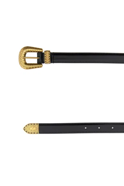 Valentino Black Leather Belt In Black