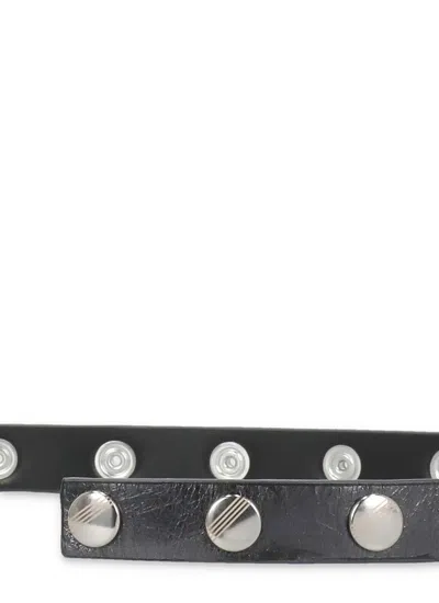 Attico Adjustable Length Metal Accents Studded Design Belts In Black