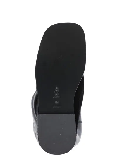 Attico 'robin' Black Boots With Square Toe And Logo Plaque On The Rear