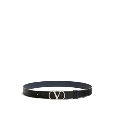 Valentino Garavani Vlogo Signature Belt In Shiny Calfskin 30 Mm In Black