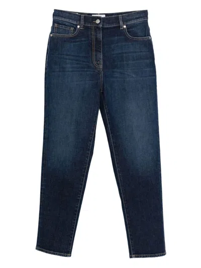 Peserico Embossed Patch Denim Jeans In Blue