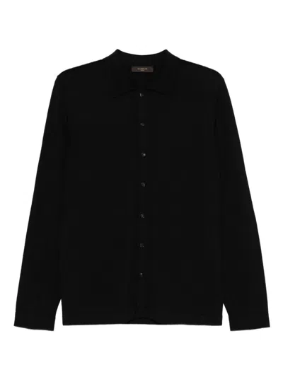 Zanone Virgin-wool Button-front Shirt In Black